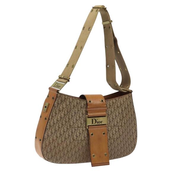 DIOR Trotter Canvas Shoulder Bag Beige Gold - Picture 1 of 13